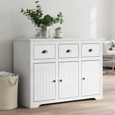 The Living Store Komoda BODO bela 115,5x44x80 cm trdna borovina - Komoda