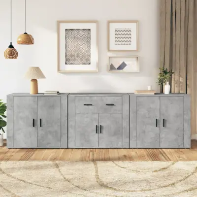 The Living Store Komode 3 kosi betonsko sive inženirski les - Komoda