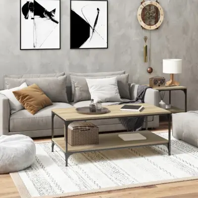 The Living Store Klubska mizica sonoma hrast 80x50x40 cm inženirski les - Klubska Mizica