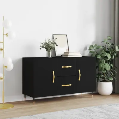 The Living Store Komoda črno 100x36x60 cm inženirski les - Komoda
