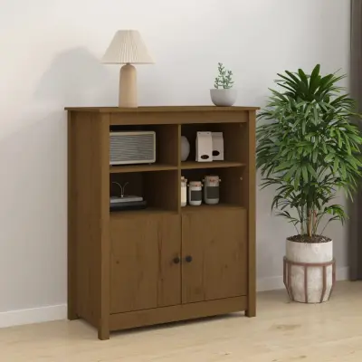 The Living Store Komoda medeno rjava 83x41,5x100 cm trdna borovina - Komoda