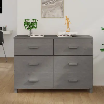 The Living Store Komoda HAMAR svetlo siva 113x40x80 cm trdna borovina - Komoda