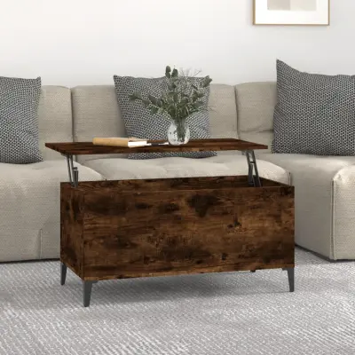 The Living Store Klubska mizica dimljeni hrast 90x44,5x45 cm inženirski les - Klubska Mizica