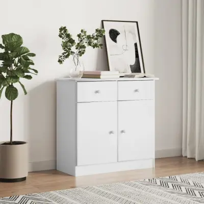 The Living Store Komoda ALTA bela 77x35x73 cm trdna borovina - Komoda