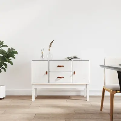 The Living Store Komoda bela 110x40x78 cm trdna borovina - Komoda