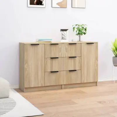 The Living Store Komoda 2 kosa sonoma hrast 60x30x70 cm konstruiran les - Komoda