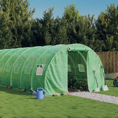 The Living Store Rastlinjak z jeklenim ogrodjem zelen 18 m² 6x3x2 m - Rastlinjak