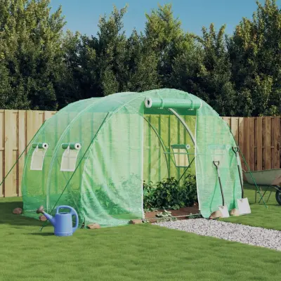 The Living Store Rastlinjak z jeklenim ogrodjem zelen 6 m² 3x2x2 m - Rastlinjak