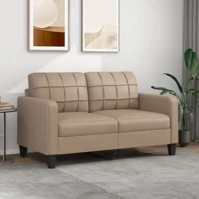 The Living Store Dvosed kapučino barve 140 cm umetno usnje - Kavč Dvosed