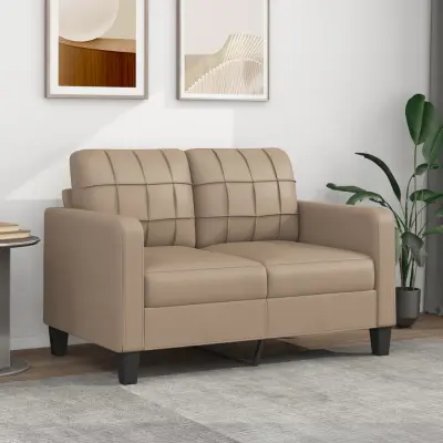 The Living Store Dvosed kapučino barve 120 cm umetno usnje - Kavč Dvosed