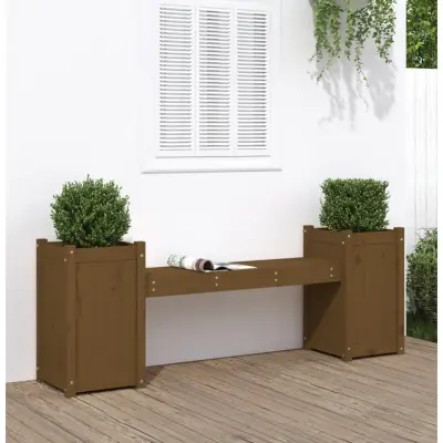 The Living Store Klop z visoko gredo medeno rjava 180x36x63 cm trdna borovina - Klop Z Visoko Gredo
