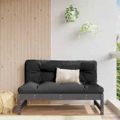 The Living Store Sredinski kavč siv 120x80 cm trdna borovina - Sredinski Kavč