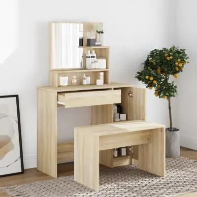 The Living Store Toaletna mizica komplet sonoma hrast 86,5x35x136 cm - Komplet Toaletnih Mizic