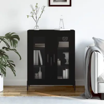 The Living Store Komoda črna 69,5x34x90 cm inženirski les - Komoda