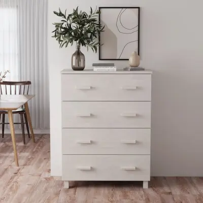 The Living Store Komoda HAMAR bela 79x40x103,5 cm trdna borovina - Komoda