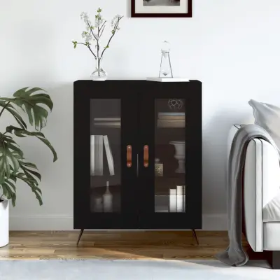 The Living Store Komoda črna 69,5x34x90 cm inženirski les - Komoda