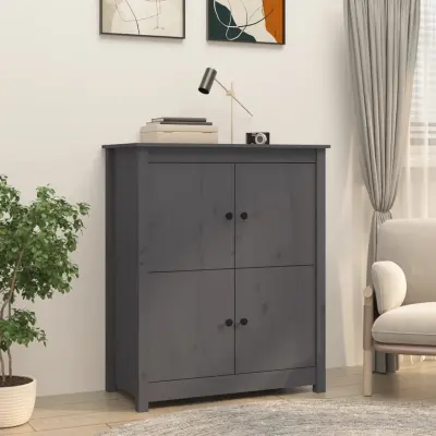 The Living Store Komoda siva 83x41,5x100 cm trdna borovina - Komoda