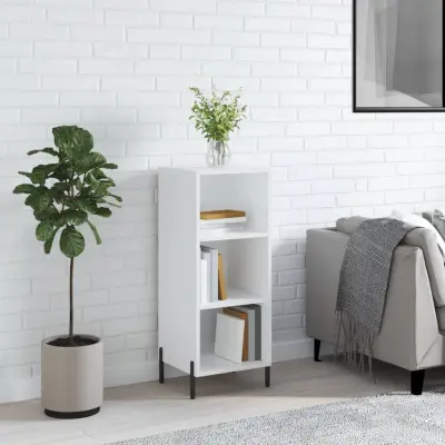 The Living Store Komoda visok sijaj bela 34,5x32,5x90 cm inženirski les - Komoda