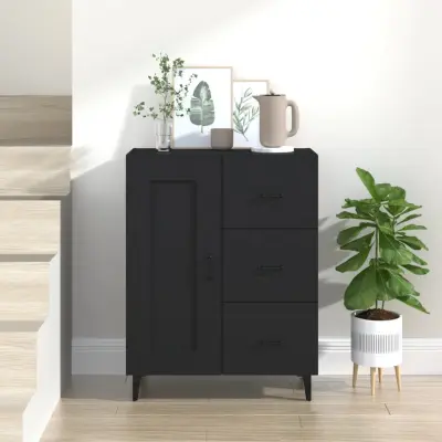 The Living Store Komoda črna 69,5x34x90 cm konstruiran les - Komoda