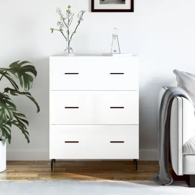 The Living Store Komoda visok sijaj bela 69,5x34x90 cm inženirski les - Komoda