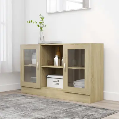 The Living Store Vitrina sonoma hrast 120x30,5x70 cm iverna plošča - Vitrina