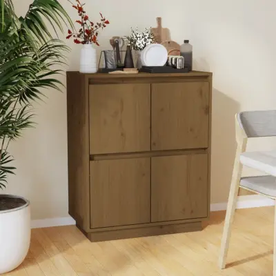 The Living Store Komoda medeno rjava 60x34x75 cm trdna borovina - Komoda