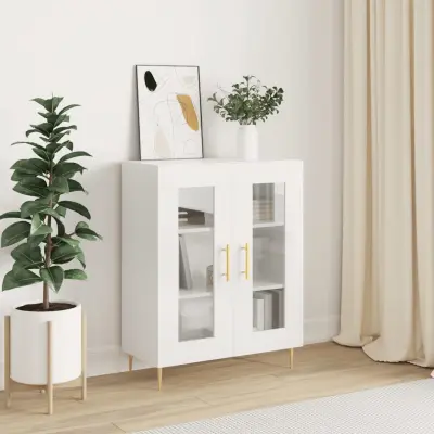 The Living Store Komoda visok sijaj bela 69,5x34x90 cm inženirski les - Komoda