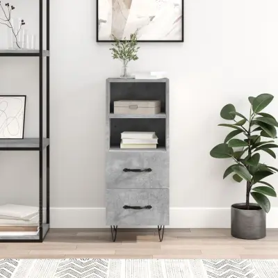 The Living Store Komoda betonsko siva 34,5x34x90 cm inženirski les - Komoda