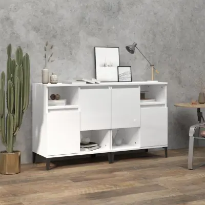 The Living Store Komoda 2 kosi visok sijaj bela 60x35x70 cm inženirski les - Komoda
