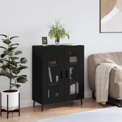 The Living Store Komoda črna 69,5x34x90 cm inženirski les - Komoda