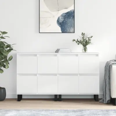The Living Store Komoda 2 kosa visok sijaj bel inženirski les - Komoda