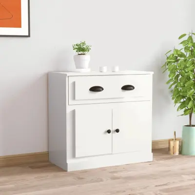 The Living Store Komoda visok sijaj bela 70x35,5x67,5 cm inženirski les - Komoda