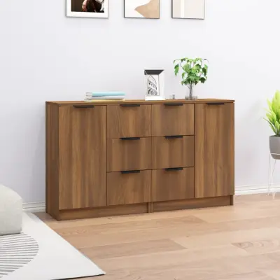 The Living Store Komoda 2 kosa rjav hrast 60x30x70 cm konstruiran les - Komoda