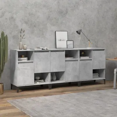 The Living Store Komoda 3 kosa betonsko siva 60x35x70 cm inženirski les - Komoda