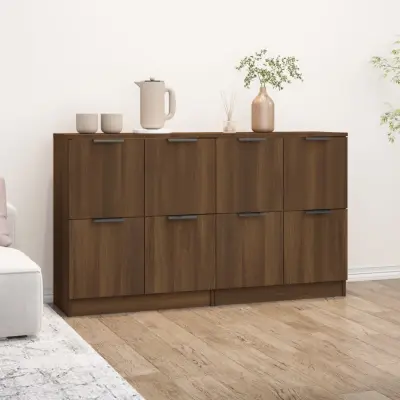 The Living Store Komoda 2 kosa rjav hrast 60x30x70 cm konstruiran les - Komoda