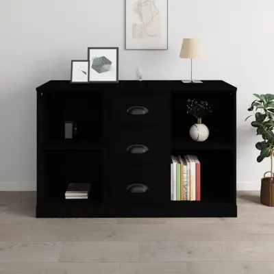 The Living Store Komoda črna 104,5x35,5x67,5 cm inženirski les - Komoda
