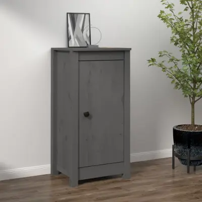 The Living Store Komoda siva 40x35x80 cm trdna borovina - Komoda
