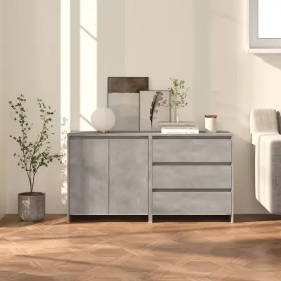 The Living Store 2-delna komoda betonsko siva konstruiran les - Komoda