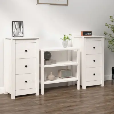 The Living Store Komoda 2 kosa bela 40x35x80 cm trdna borovina - Komoda