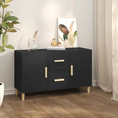 The Living Store Komoda črno 100x36x60 cm inženirski les - Komoda