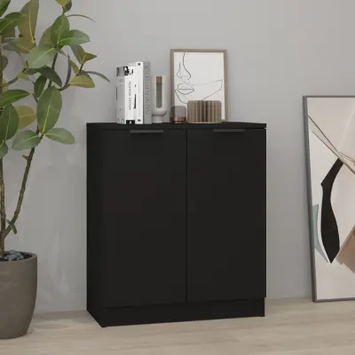 The Living Store Komoda črna 60x30x70 cm konstruiran les - Komoda