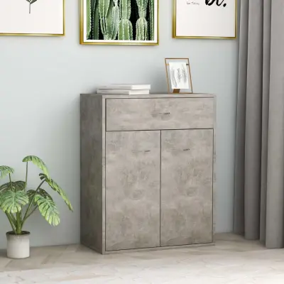 The Living Store Komoda betonsko siva 60x30x75 cm iverna plošča - Komoda