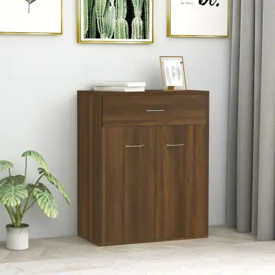 The Living Store Komoda rjav hrast 60x30x75 cm inženirski les - Komoda