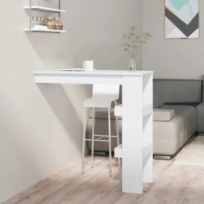 The Living Store Stenska barska miza visok sijaj bela 102x45x103,5 cm - Stenska Barska Miza