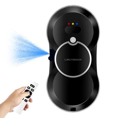 Robot za čiščenje oken Liectroux HCR-10 črn, ultratanek robot za čiščenje oken z ultrazvočnim pršenjem vode, robotski sesalnik za okna, hišni brisalec