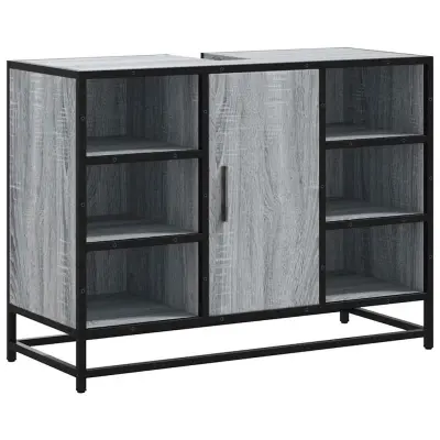 vidaXL Kopalniška omarica za umivalnik siva sonoma 80x33x60cm inž. les