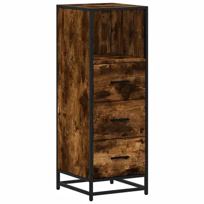 vidaXL Kopalniška omarica dimljen hrast 35x37,5x100 cm inženirski les