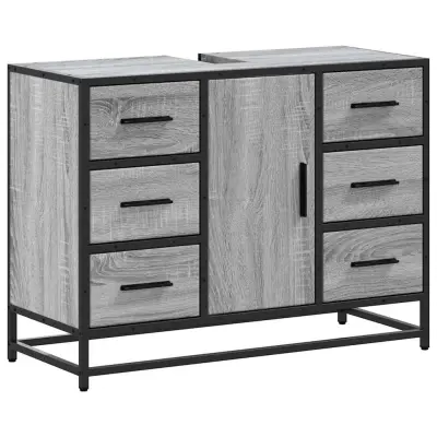 vidaXL Kopalniška omarica za umivalnik siva sonoma 80x33x60cm inž. les
