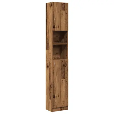 vidaXL Kopalniška omarica starinski les 32x25,5x190 cm iverna plošča