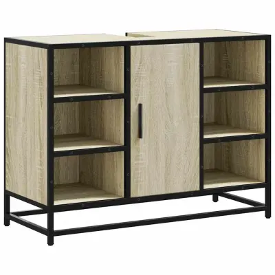 vidaXL Kopalniška omarica za umivalnik sonoma hrast 80x33x60cm inž les